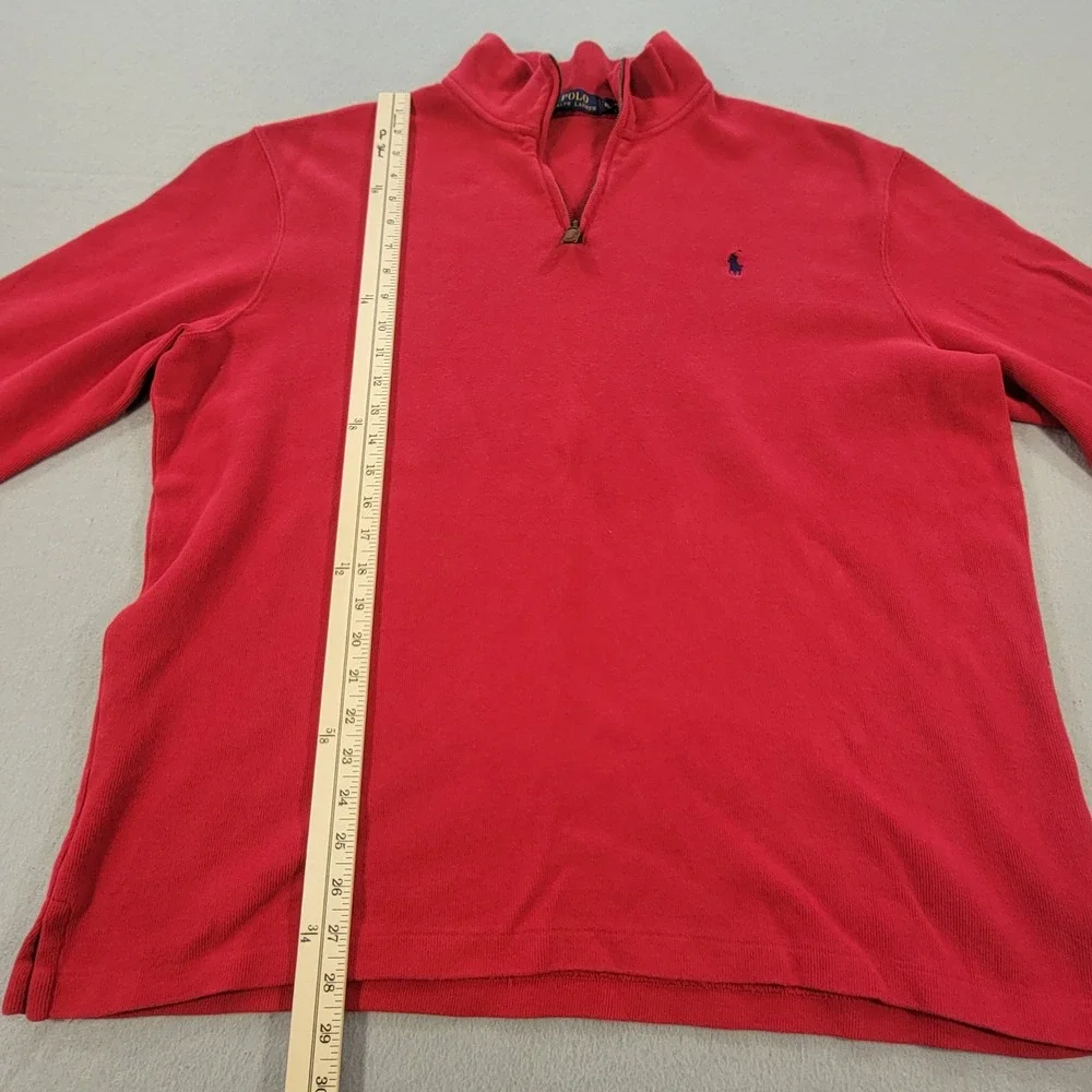 Polo Ralph Lauren 1/4 Zip Sweater Pullover Red Men's‎ Size XL Ribbed Cotton